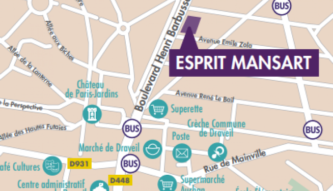 carte quartier résidence Esprit Mansart Cogedim Draveil