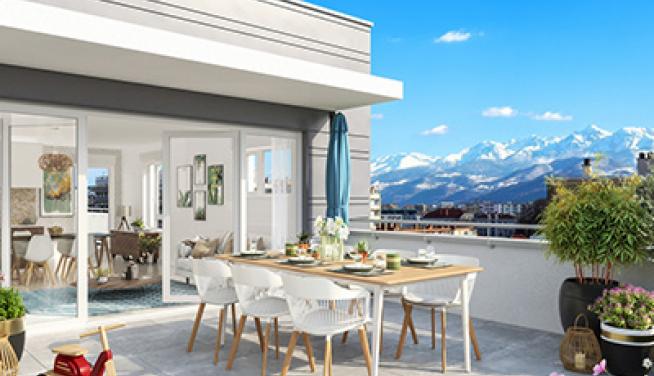 résidence cogedim Audacity Grenoble visuel appartement terrasse